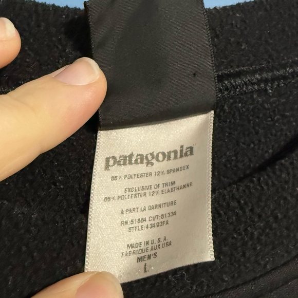 Patagonia‎ Capilene Black Long-Sleeved Size L Fleece Lined Crew - Picture 3 of 6